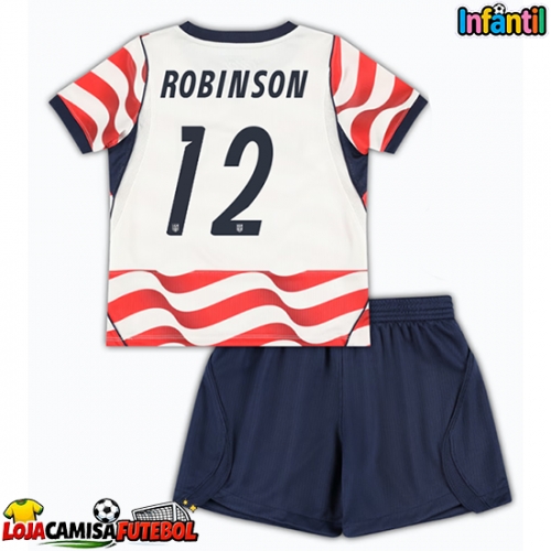 Camisa de Futebol Estados Unidos Miles Robinson #12 Equipamento Principal Infantil Mundo 2026 Manga Curta (+ Calças curtas)